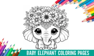 Free Floral Baby Elephant Coloring Pages
