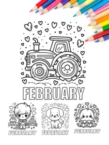 Free february coloring pages PDF Printables